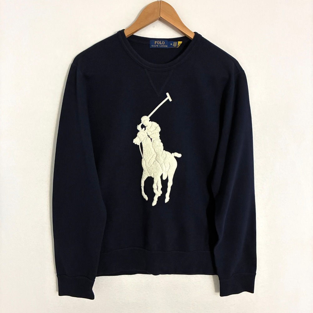 Polo Ralph Lauren Big Pony Sweatshirt Men's M Center Logo Crewneck Preppy Ivy